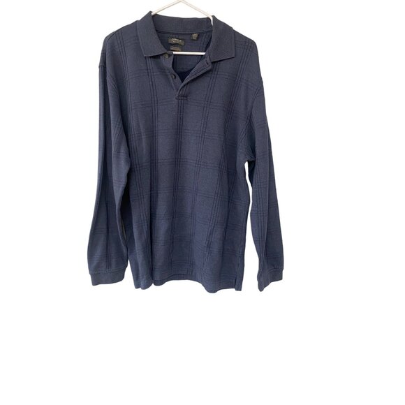 Arrow Classic-Fit Long Sleeve Polo Shirt Size L/G Navy Blue - Picture 2 of 4